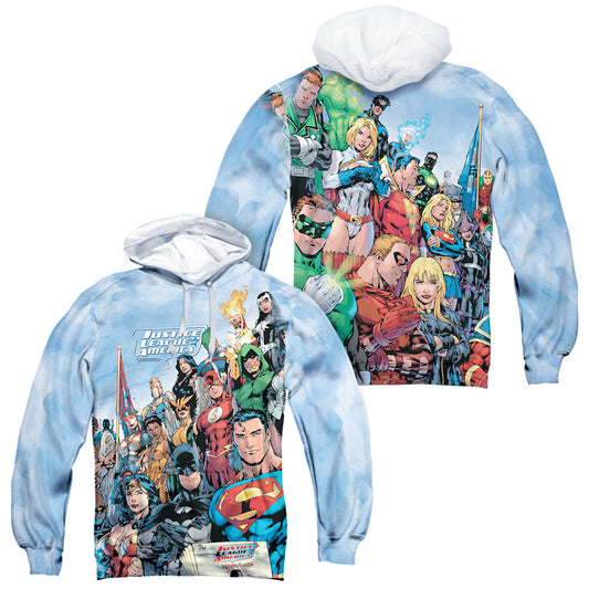 Jla - Justice League Of America (Front/back Print) - Adult Poly Pullover Hoodie - White