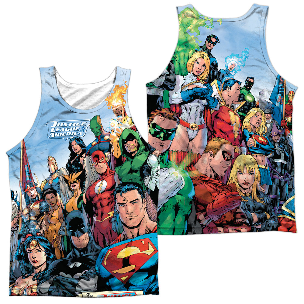 Jla - Justice League Of America - Adult 100% Poly Tank Top - White