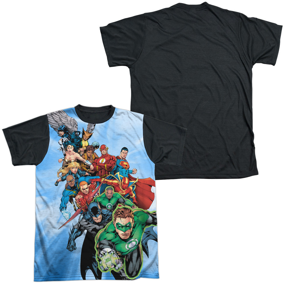 Jla - Heroes Unite - Short Sleeve Adult White Front Black Back   - White T-shirt