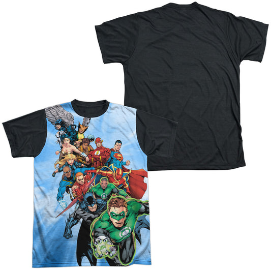 Jla - Heroes Unite - Short Sleeve Adult White Front Black Back   - White T-shirt