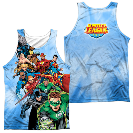 Jla - Heroes Unite - Adult 100% Poly Tank Top - White