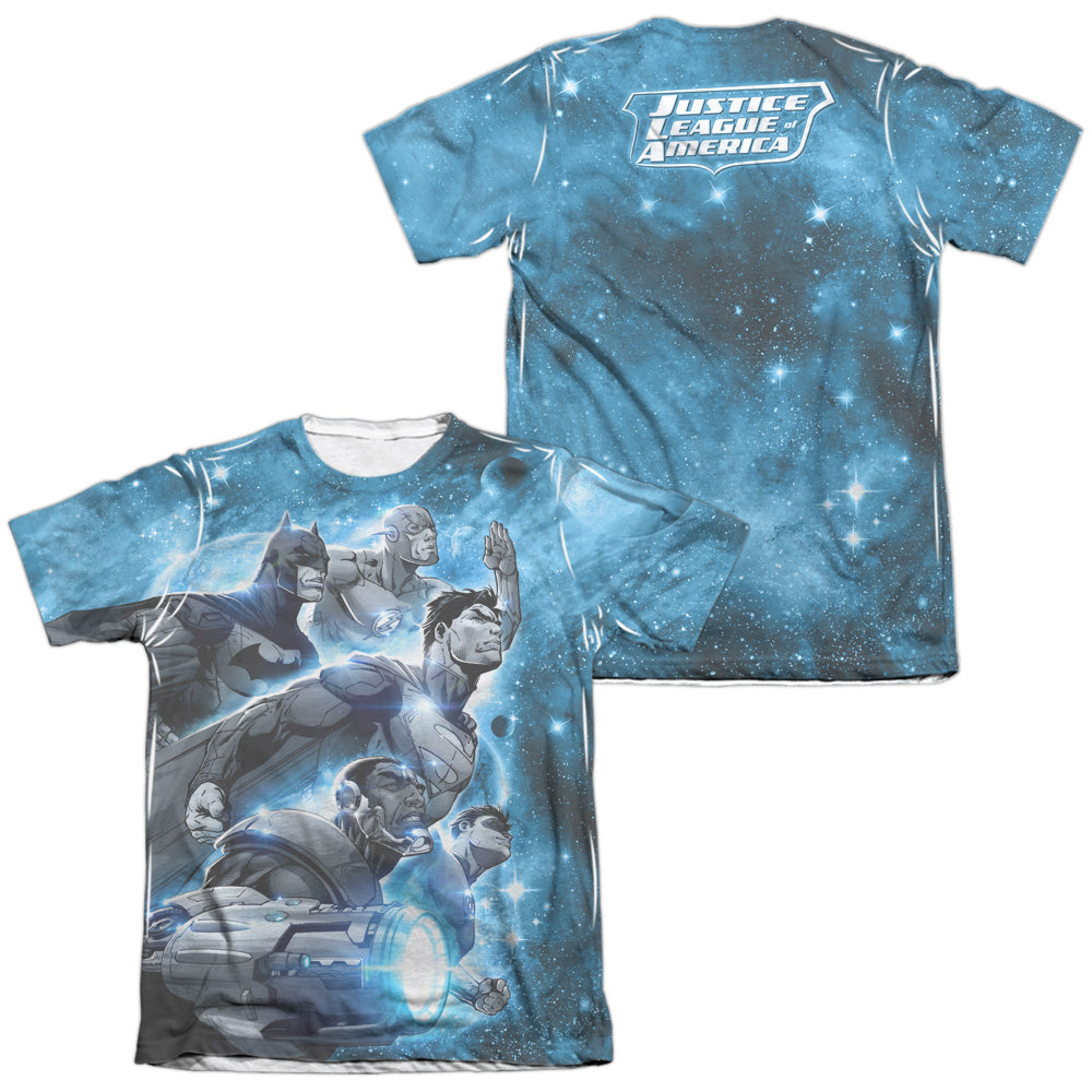 Jla - Atmospheric (Front/back Print) - Adult 65/35 Poly/cotton Short Sleeve Tee - White T-shirt