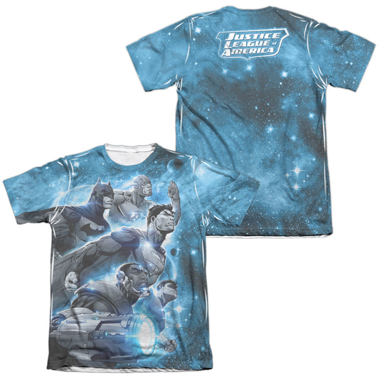 Jla - Atmospheric (Front/back Print) - Adult 65/35 Poly/cotton Short Sleeve Tee - White T-shirt