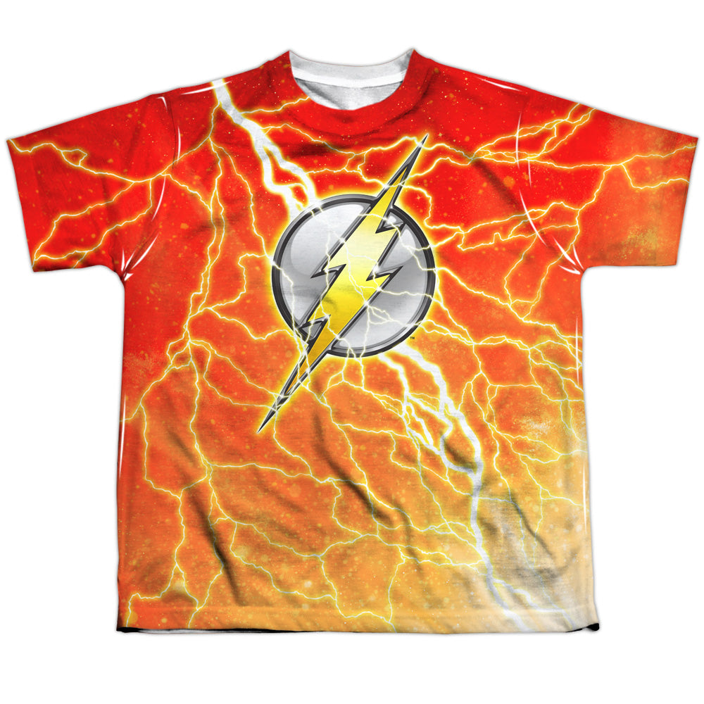 Jla - Lightning Logo - Short Sleeve Youth Poly Crew - White T-shirt