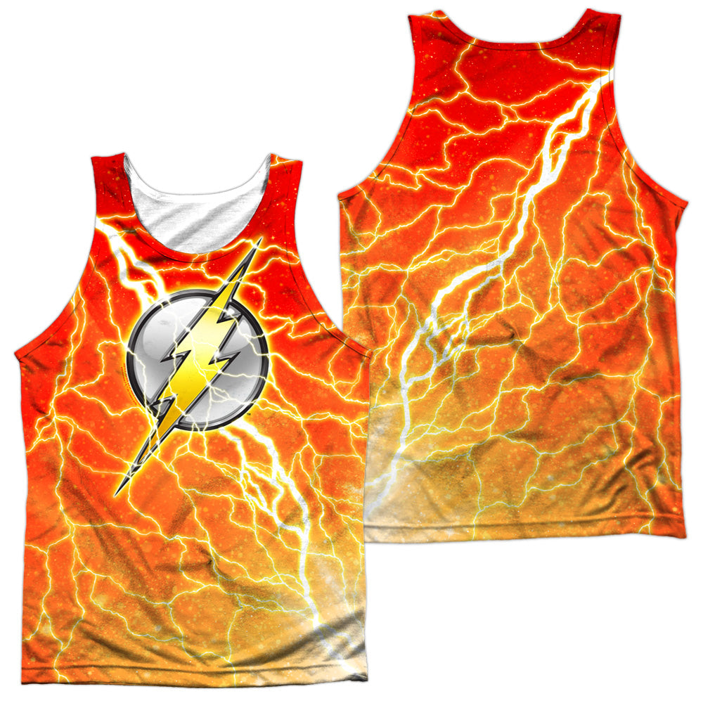 Jla - Lightning Logo - Adult 100% Poly Tank Top - White