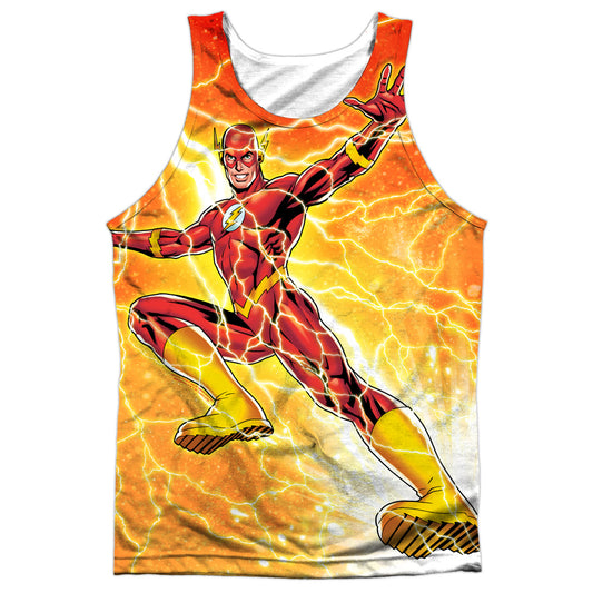 Jla - Fast As Lightning - Adult 100% Poly Tank Top - White