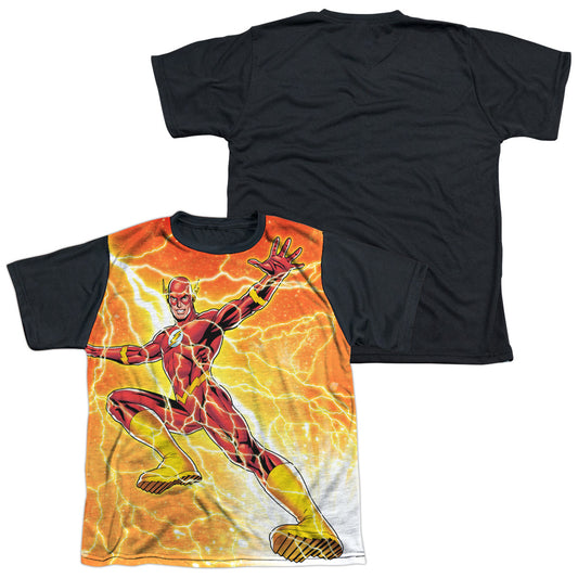 Jla - Fast As Lightning - Short Sleeve Youth White Front Black Back   - White T-shirt