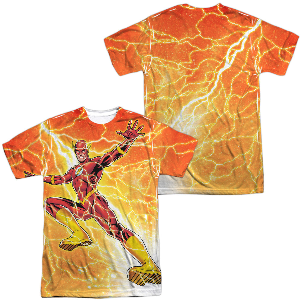 Jla - Fast As Lightning - Short Sleeve Adult Poly Crew - White T-shirt