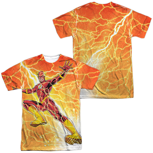 Jla - Fast As Lightning - Short Sleeve Adult Poly Crew - White T-shirt