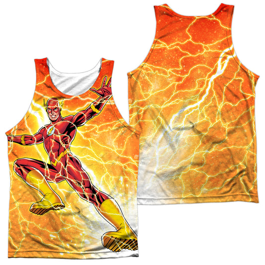 Jla - Fast As Lightning - Adult 100% Poly Tank Top - White