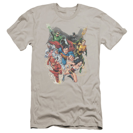 Jla - Refuse To Give Up-premuim Canvas Adult Slim Fit 30/1 - Silver