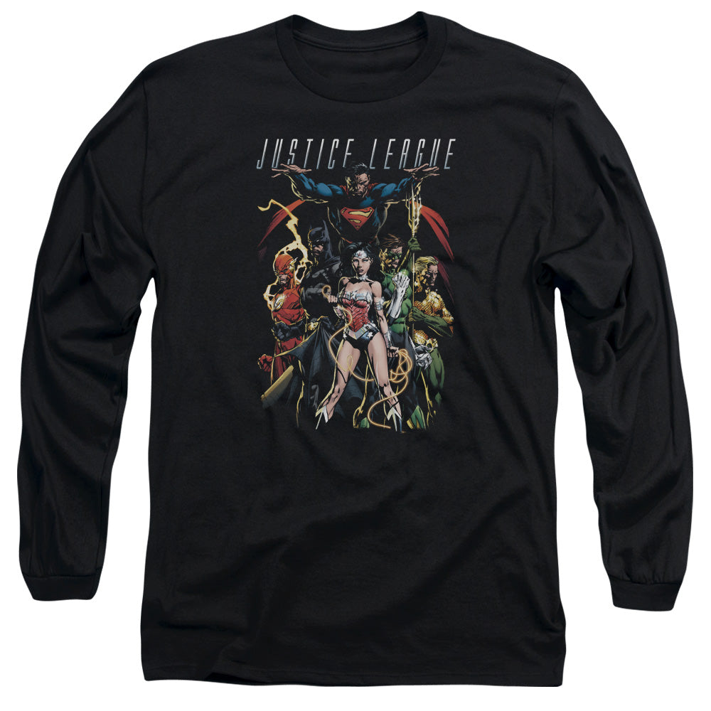 Jla - Dark Days - Long Sleeve Adult 18/1 - Black T-shirt