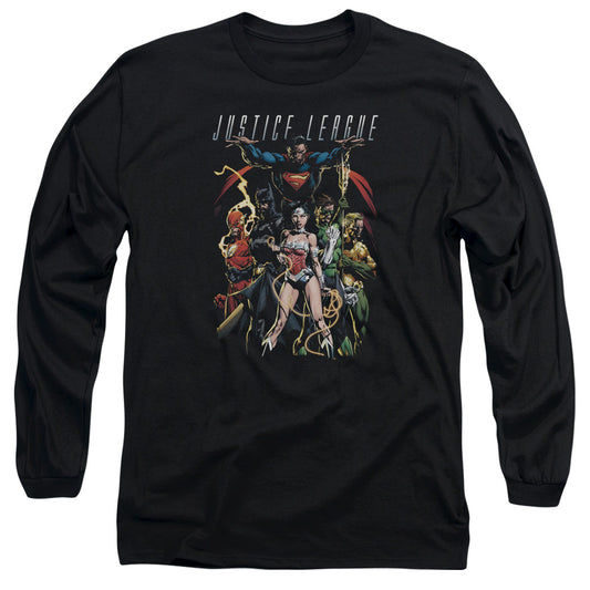 Jla - Dark Days - Long Sleeve Adult 18/1 - Black T-shirt