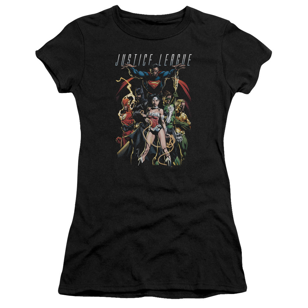 Jla - Dark Days - Short Sleeve Junior Sheer - Black T-shirt