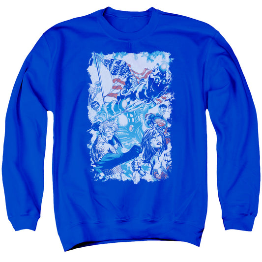 Jla - American Justice - Adult Crewneck Sweatshirt - Royal Blue