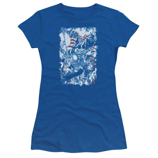 Jla - American Justice - Short Sleeve Junior Sheer - Royal Blue T-shirt