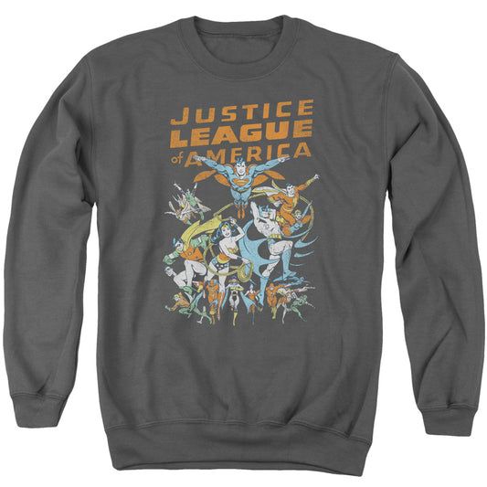 Jla - Big Group - Adult Crewneck Sweatshirt - Charcoal