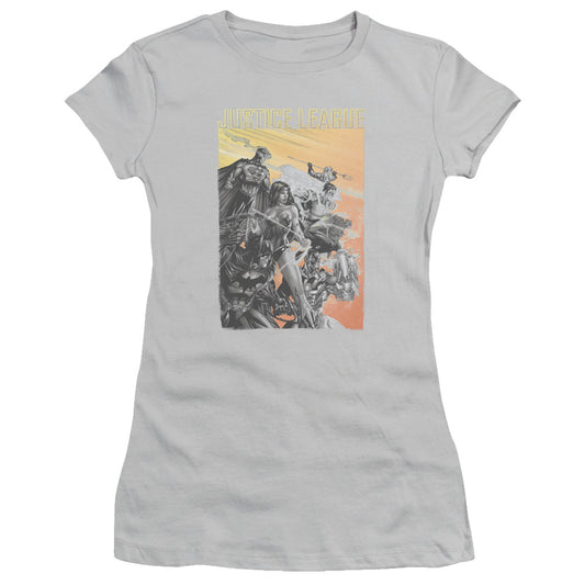 Jla - Red Dawn - Short Sleeve Junior Sheer - Silver T-shirt