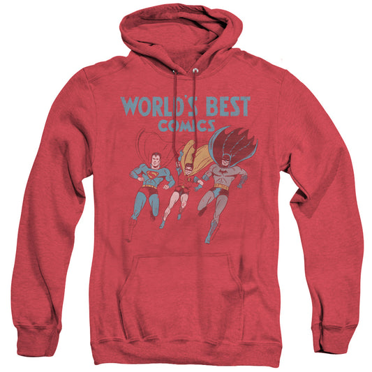 Jla - Worlds Best - Adult Heather Hoodie - Red