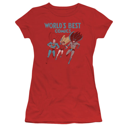 Jla - Worlds Best - Short Sleeve Junior Sheer - Red T-shirt