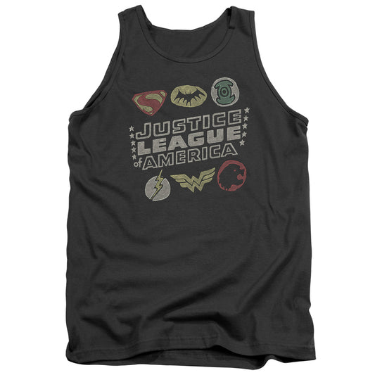 Jla - Symbols - Adult Tank - Charcoal