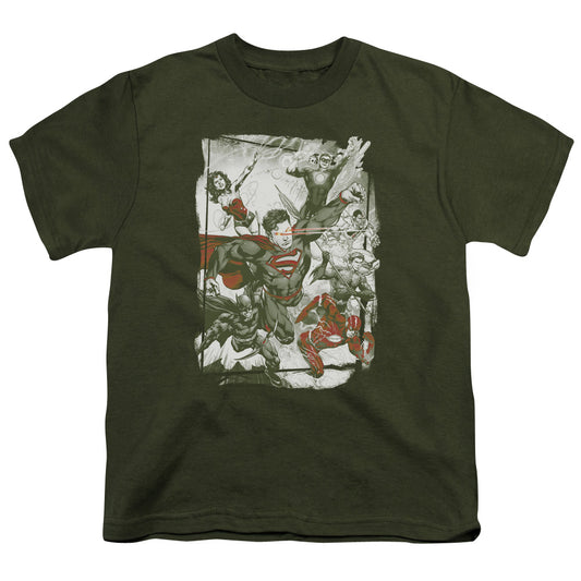 Jla - Green And Red - Short Sleeve Youth 18/1 - Military Green T-shirt