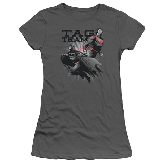 Jla - Tag Team - Short Sleeve Junior Sheer - Charcoal T-shirt