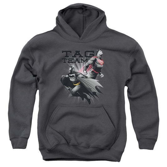 Jla Tag Team-youth Pull-over Hoodie - Charcoal