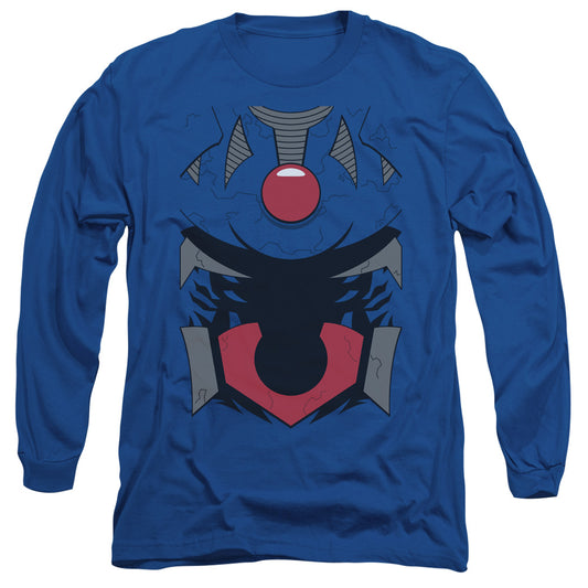 Jla - Darkseid Uniform - Long Sleeve Adult 18/1 - Royal Blue T-shirt