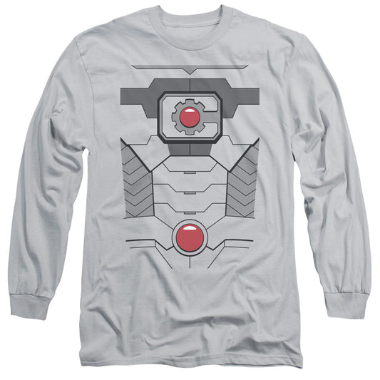 Jla - Cyborg Uniform - Long Sleeve Adult 18/1 - Silver T-shirt