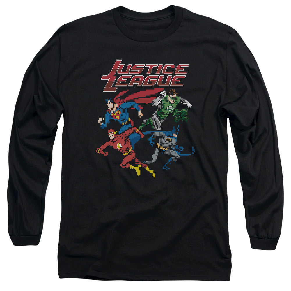 Jla - Pixel League - Long Sleeve Adult 18/1 - Black T-shirt