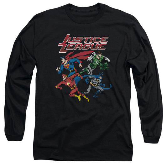 Jla - Pixel League - Long Sleeve Adult 18/1 - Black T-shirt