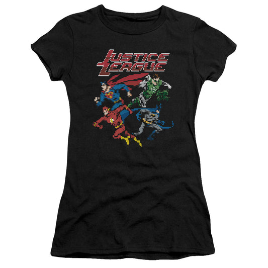 Jla - Pixel League - Short Sleeve Junior Sheer - Black T-shirt