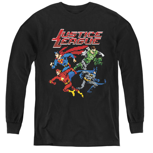 Jla - Pixel League - Youth Long Sleeve Tee - Black