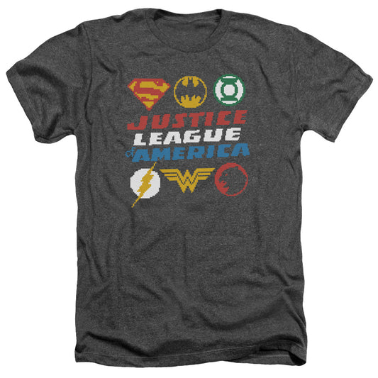 Jla - Pixel Logos - Adult Heather - Charcoal