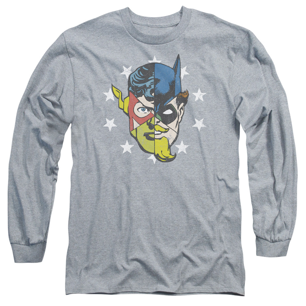 Jla - Face Off - Long Sleeve Adult 18/1 - Athletic Heather T-shirt