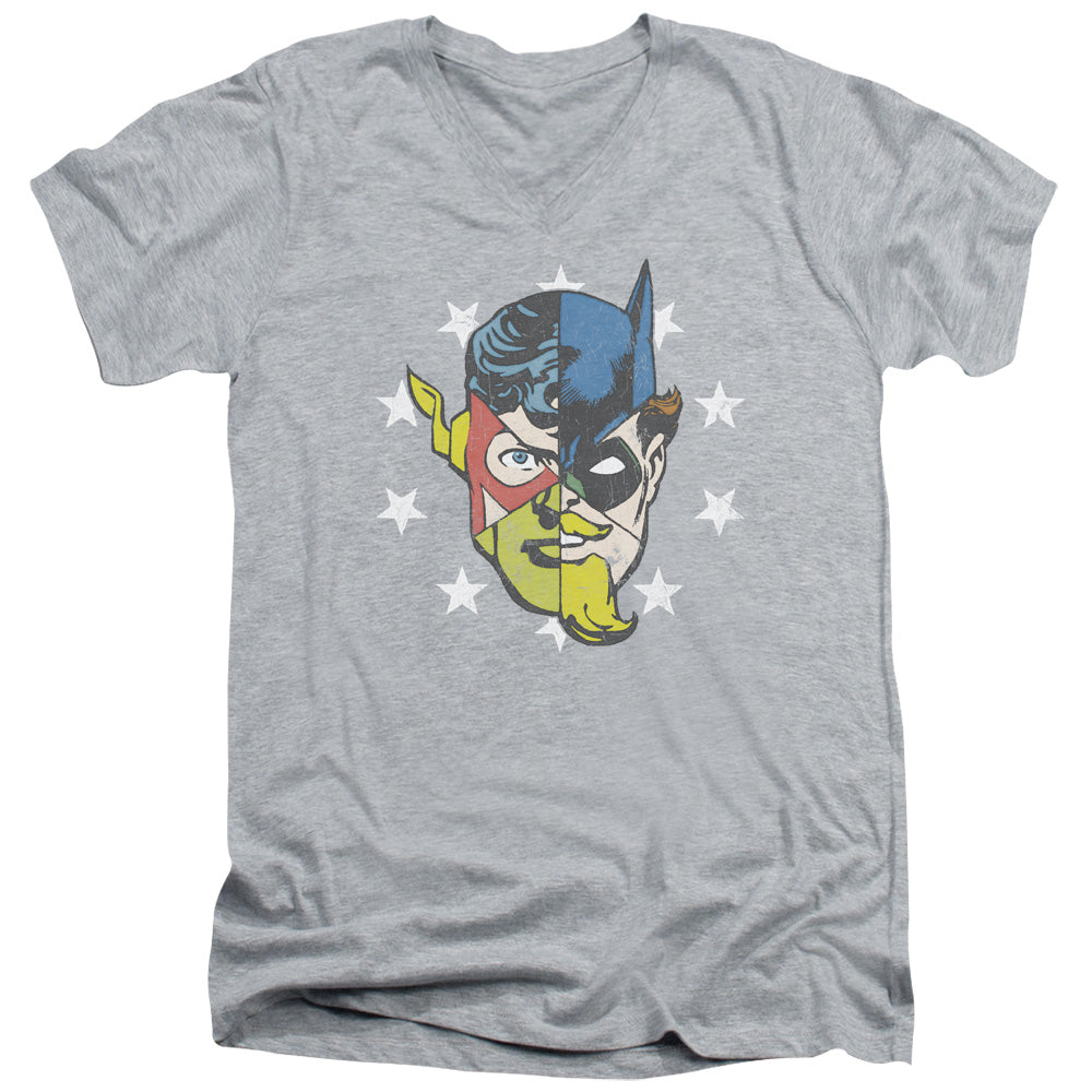 Jla - Face Off - Short Sleeve Adult V-neck 30/1 - Athletic Heather T-shirt