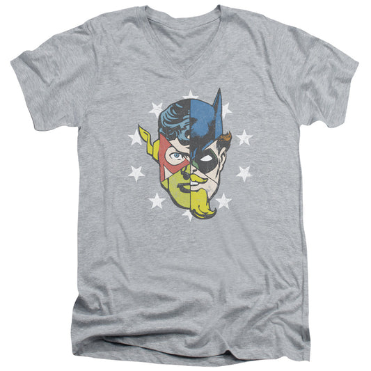 Jla - Face Off - Short Sleeve Adult V-neck 30/1 - Athletic Heather T-shirt