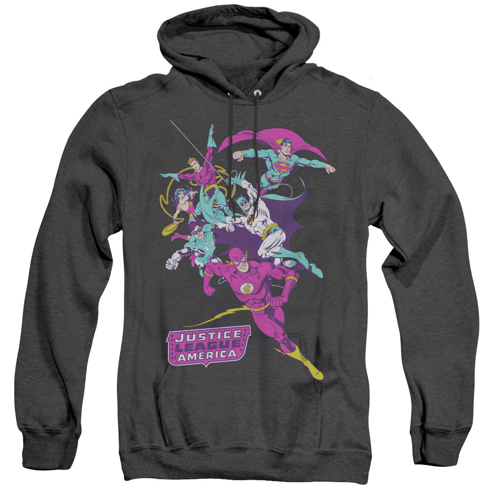 Jla - Colorful League - Adult Heather Hoodie - Black