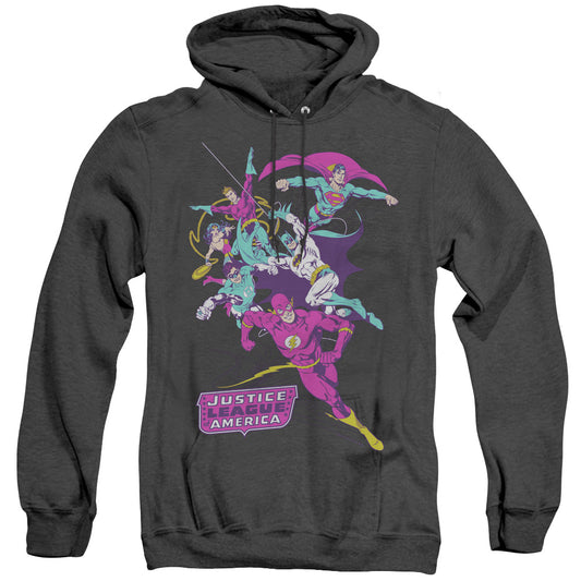 Jla - Colorful League - Adult Heather Hoodie - Black