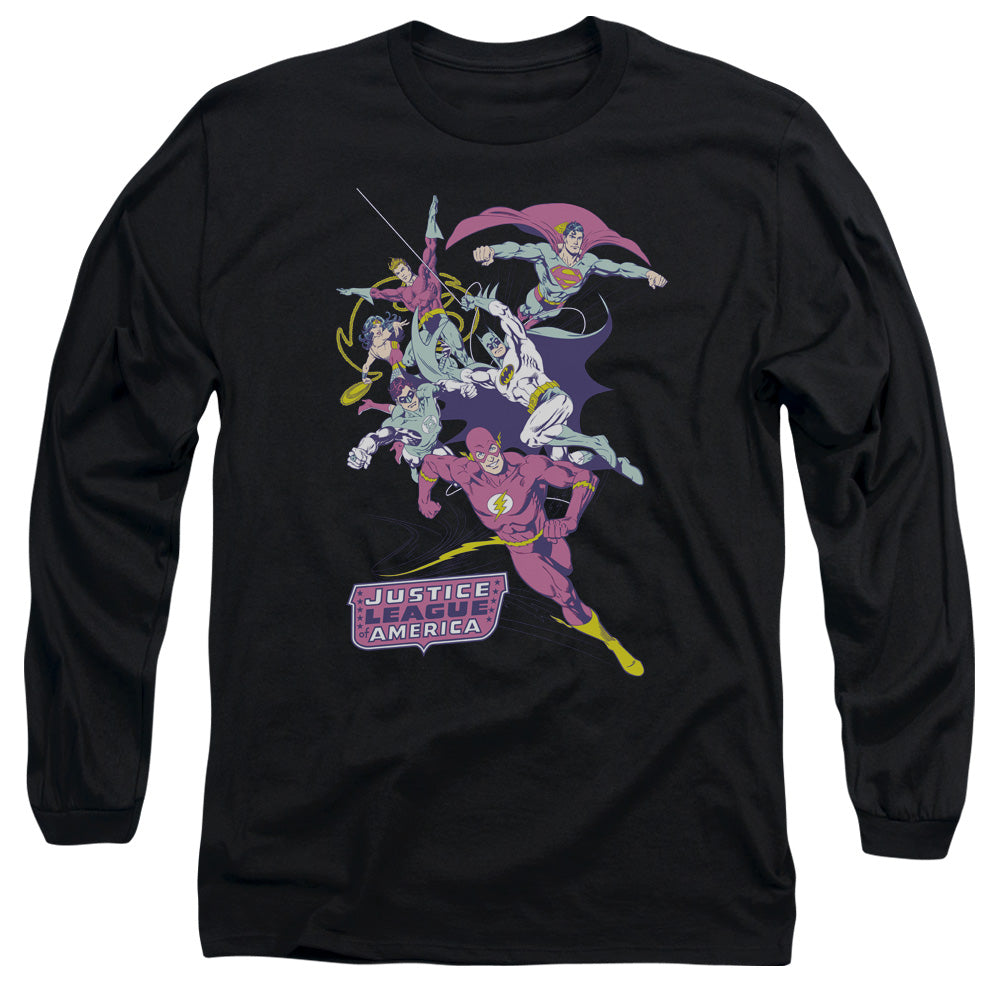 Jla - Colorful League - Long Sleeve Adult 18/1 - Black T-shirt