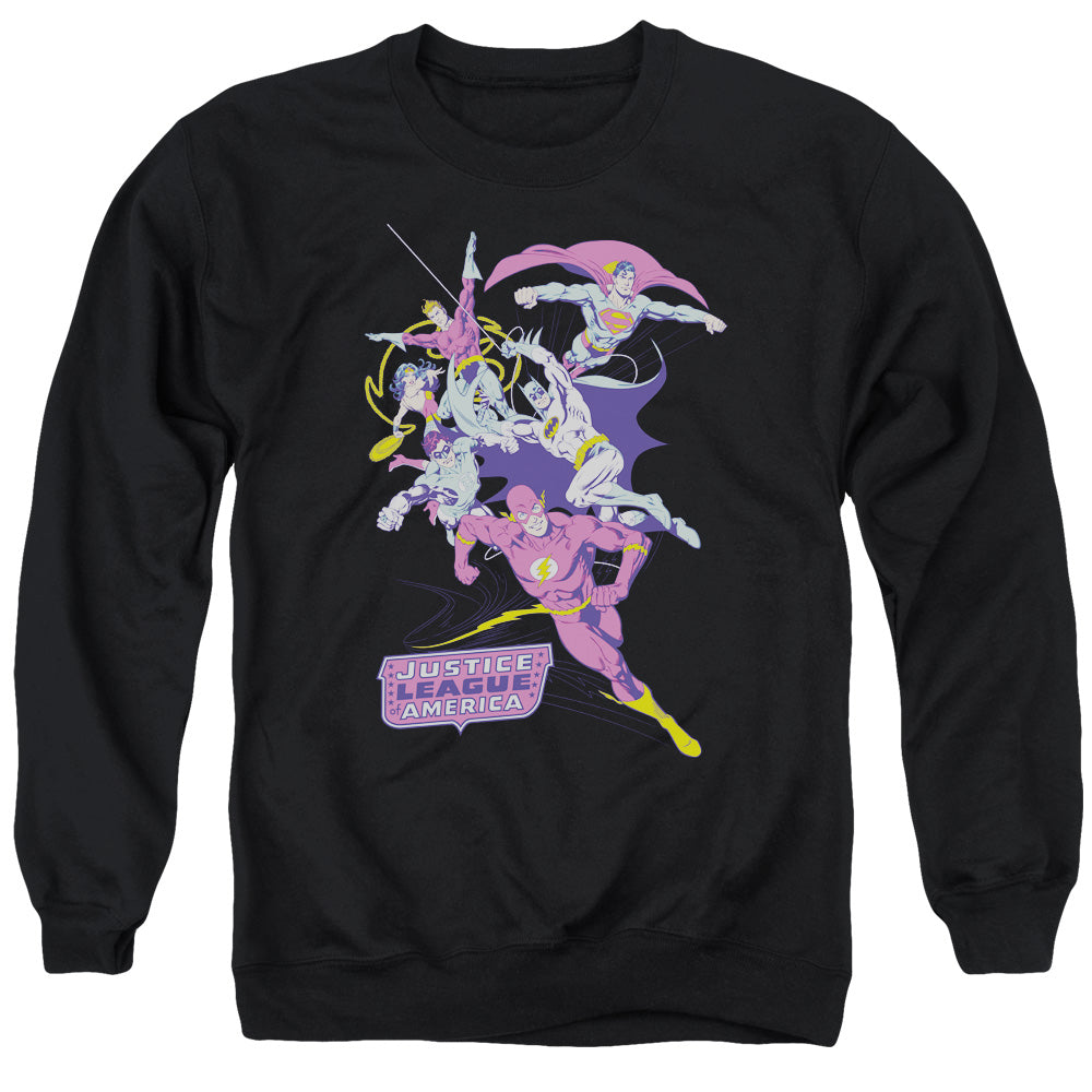 Jla - Colorful League - Adult Crewneck Sweatshirt - Black