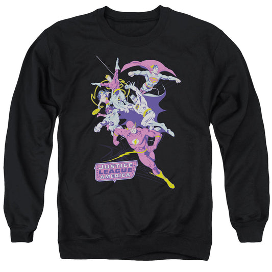 Jla - Colorful League - Adult Crewneck Sweatshirt - Black