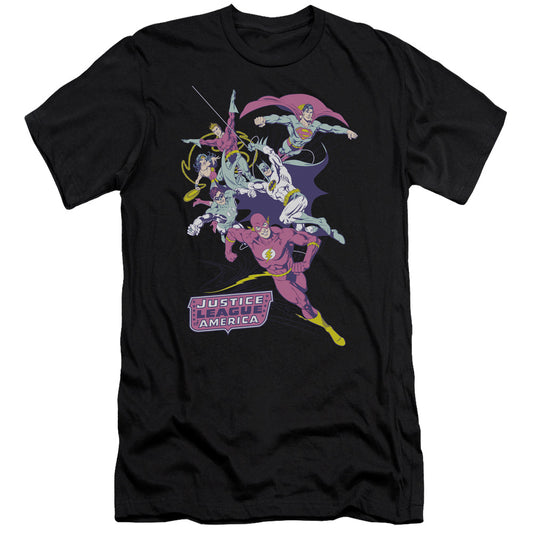 Jla - Colorful League - Short Sleeve Adult 30/1 - Black T-shirt