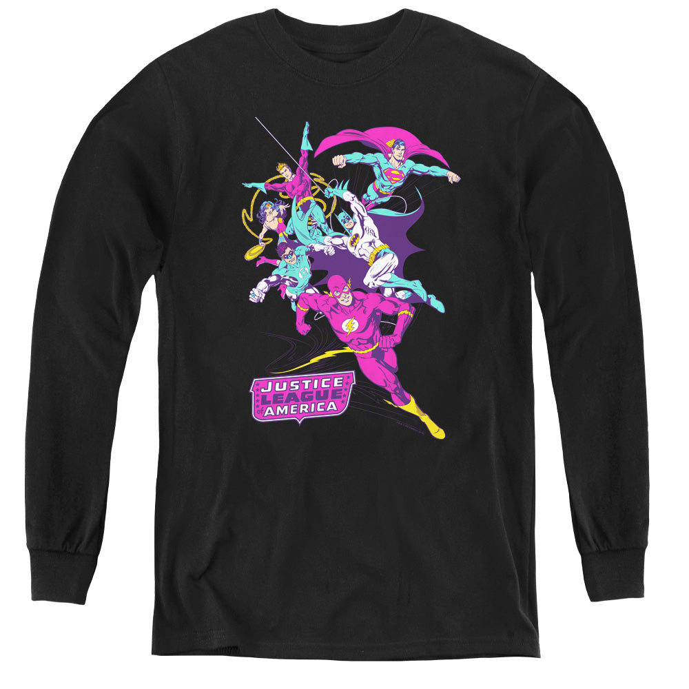 Jla - Colorful League - Youth Long Sleeve Tee - Black