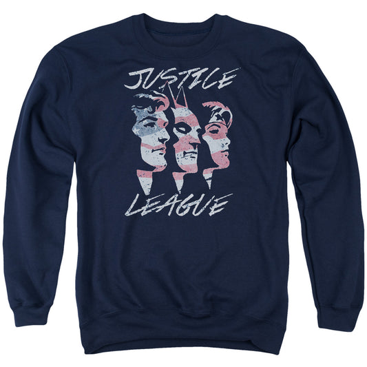 Jla - Justice For America - Adult Crewneck Sweatshirt - Navy