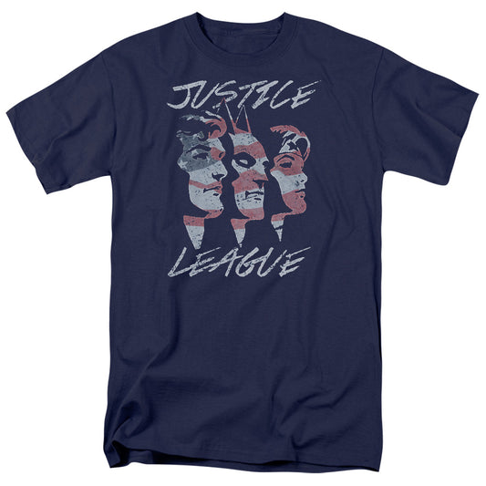Jla - Justice For America - Short Sleeve Adult 18/1 - Navy T-shirt