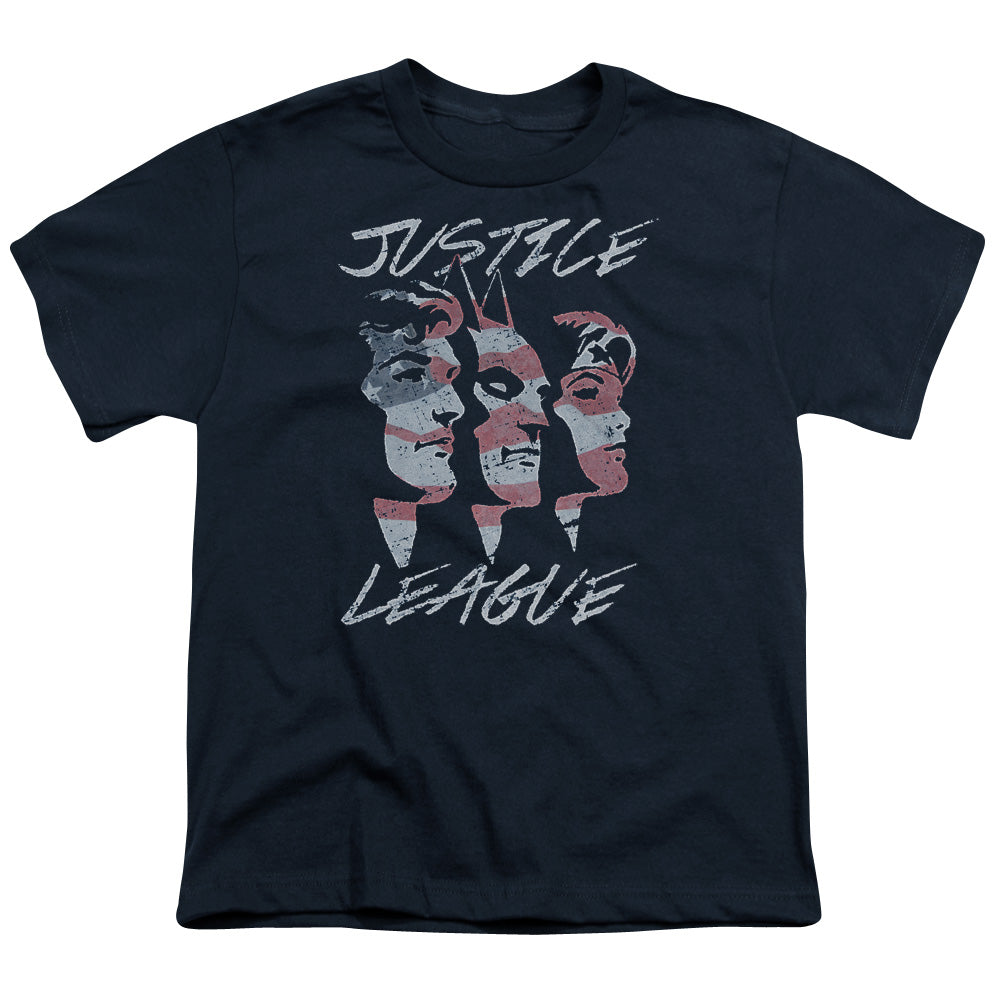 Jla - Justice For America - Short Sleeve Youth 18/1 - Navy T-shirt