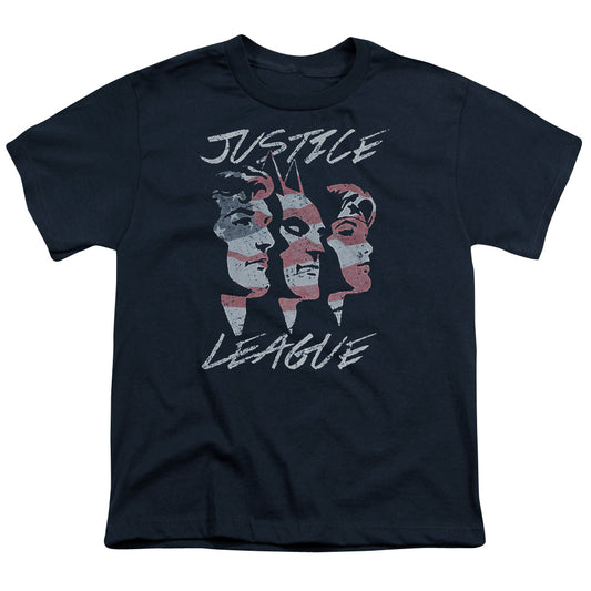 Jla - Justice For America - Short Sleeve Youth 18/1 - Navy T-shirt