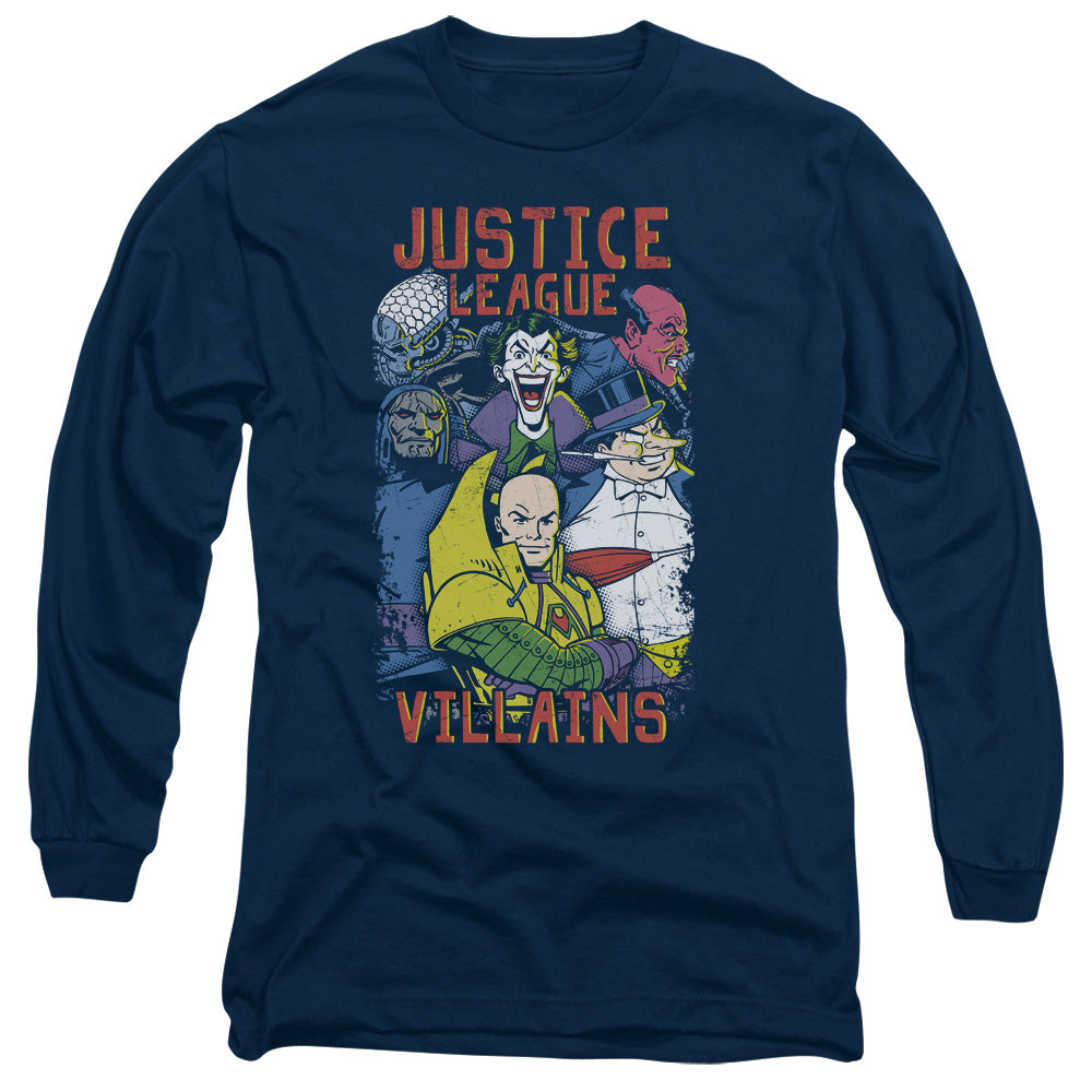Jla - Villians - Long Sleeve Adult 18/1 - Navy T-shirt